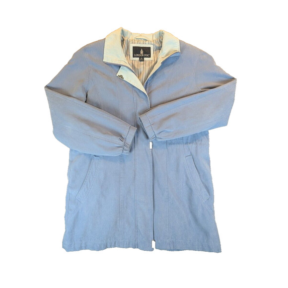 London Fog Jacket Medium Regular Men's Blue Full Zip Snaps Lined Windbreaker - Picture 1 of 11